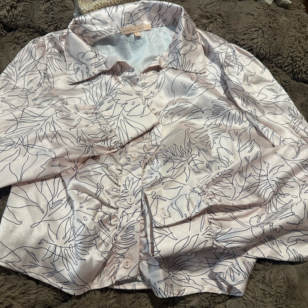 Light Pink Botanical Button-Down Shirt